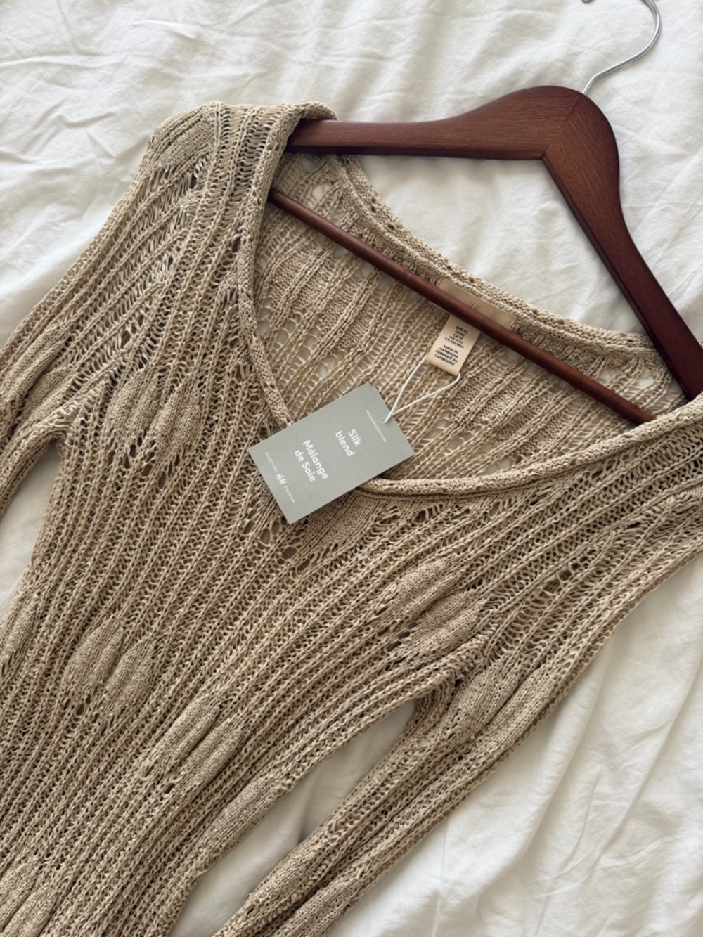H&M Silk Blend Light Tan Maxi Dress